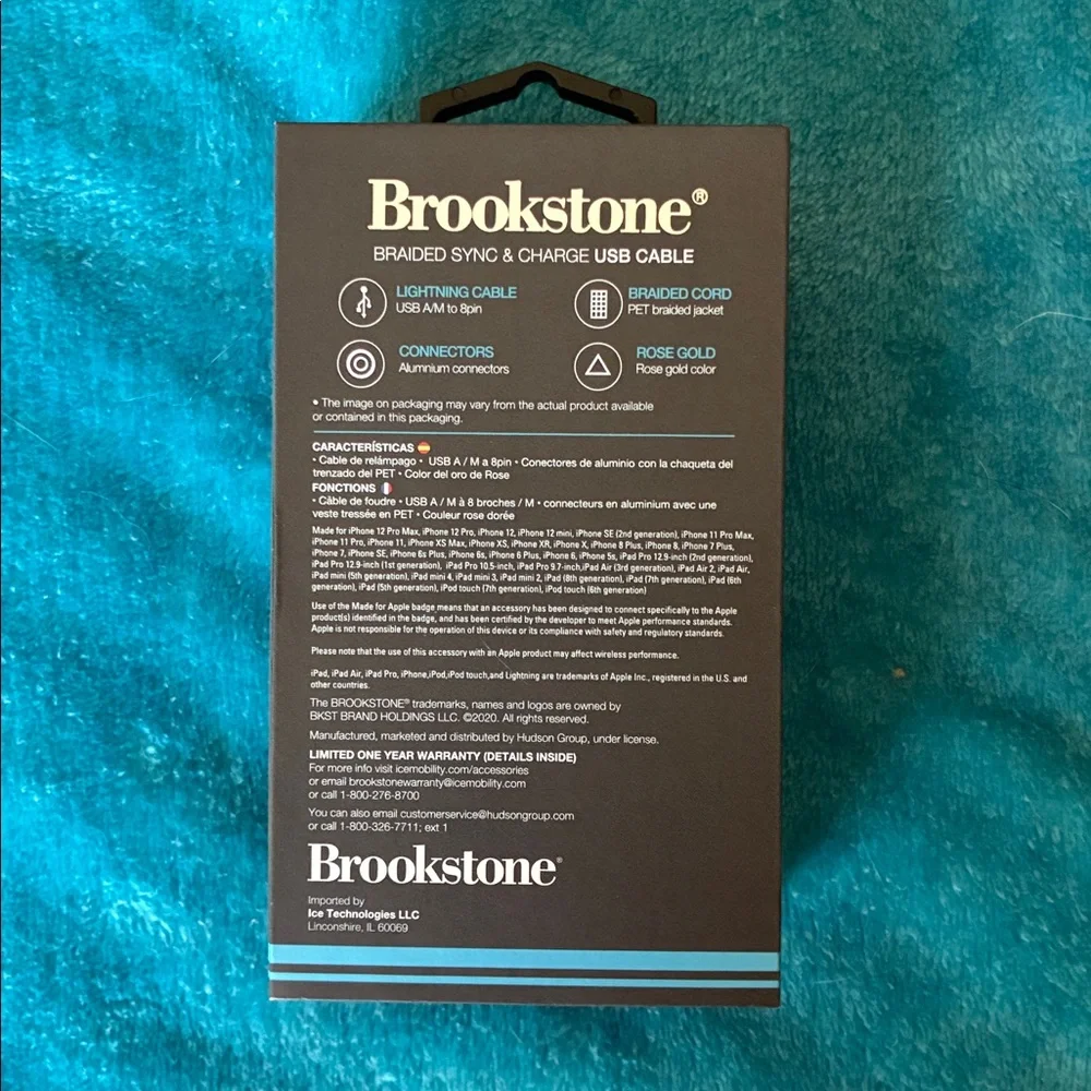 Brookstone Pink Braided USB Cable for Apple Devices